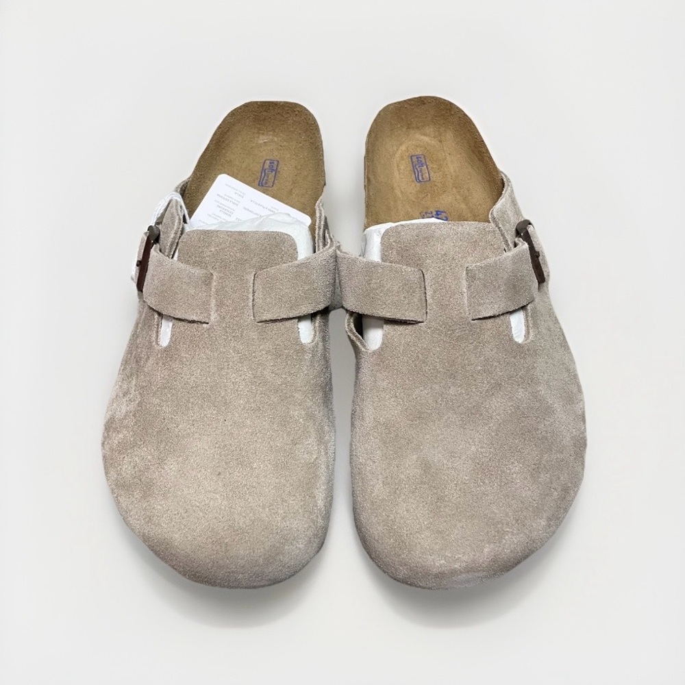 NWT Birkenstock Boston Leather Clog Sandals | Taupe — Men’s Size 42 (US 9)